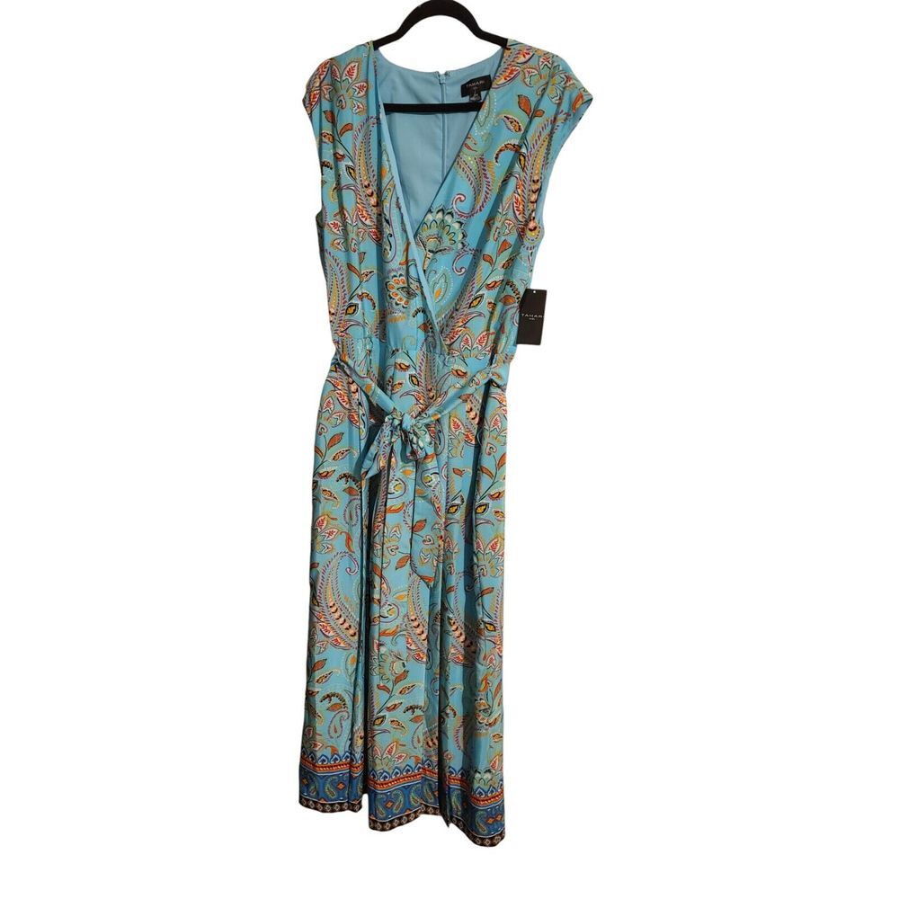 TAHARI for ASL Jumpsuit V Neck Lined Pleated Leg  Size 14  NWTs $149‎